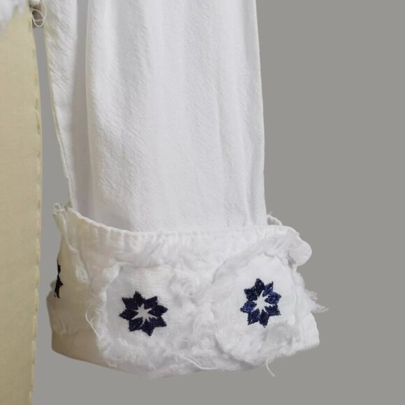 GIOCAM EMBROIDERED WHITE BLUE BUTTON UP CANVAS JACKET - Picture 6 of 8